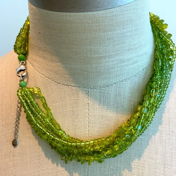 Shimmering 7 Strand Peridot Necklace - Picture 2 of 6
